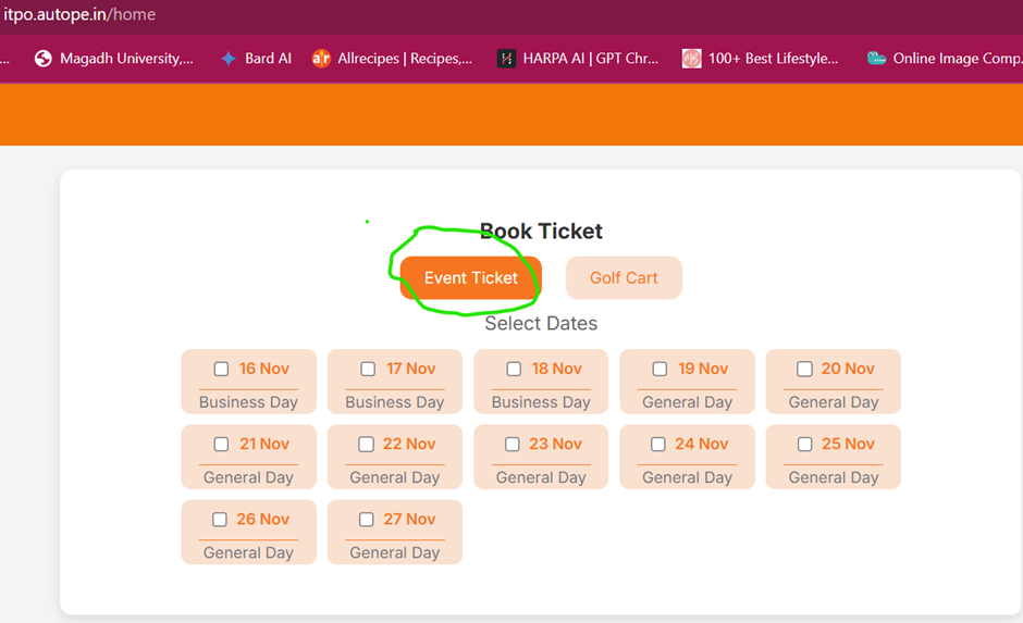 IITF Select Event Ticket