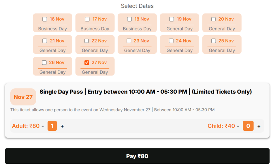 IITF 27TH Nov Ticket Book